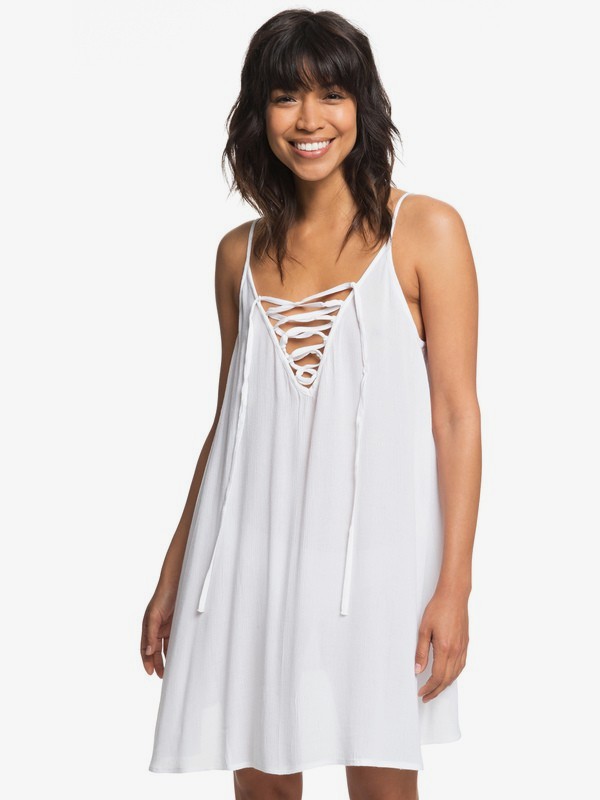 roxy, Softly Love - Vestito Allacciato da Donna, BRIGHT WHITE (wbb0) 0 Softly Love - Vestito Allacciato da Donna White ERJX603122 Roxy