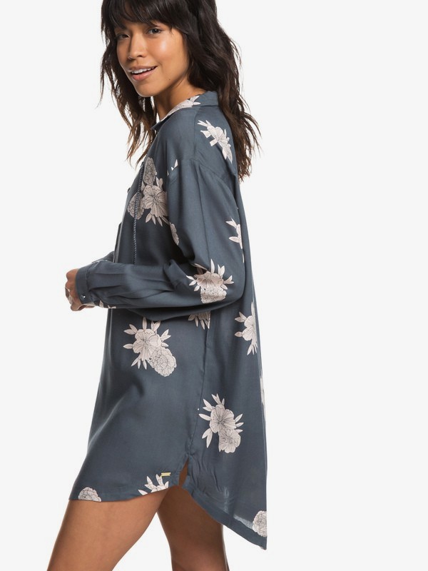 roxy, Lonely For You Long Sleeve Shirt Dress, TURBULENCE ROSE AND PEARLS (kym7) 0 Lonely For You Long Sleeve Shirt Dress Black ERJX603139 Roxy