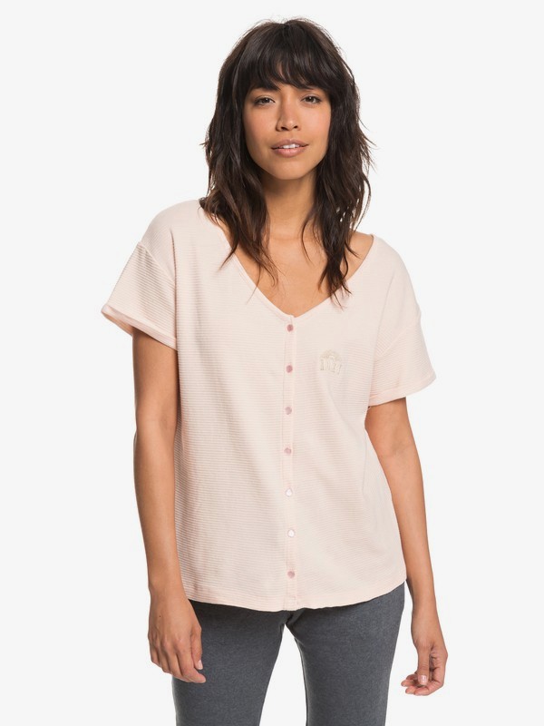 roxy, Never Give Up - Camiseta abotonada para Mujer, PEACH WHIP (mek0) 0 Never Give Up - Camiseta abotonada para Mujer Rosa ERJZT04341 Roxy