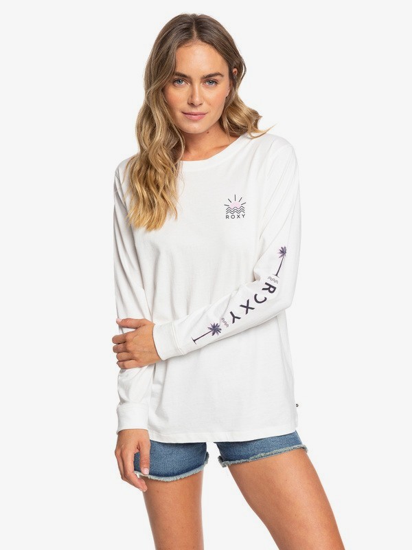 roxy, Written In The Sand Long Sleeve Tee, SNOW WHITE (wbk0) 0 Written In The Sand Long Sleeve Tee White ERJZT04759 Roxy
