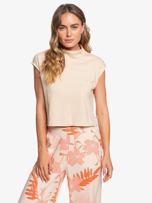 roxy, Cloudy Night Cropped Sleeveless Mock Neck Top, IVORY CREAM (tfm0) 0 Cloudy Night Cropped Sleeveless Mock Neck Top Beige ERJZT04761 Roxy