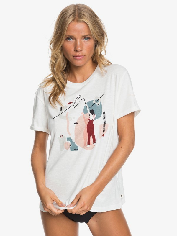 roxy, Keep A Breast A T-Shirt, SNOW WHITE (wbk0) 0 Keep A Breast A T-Shirt ERJZT05024 Roxy