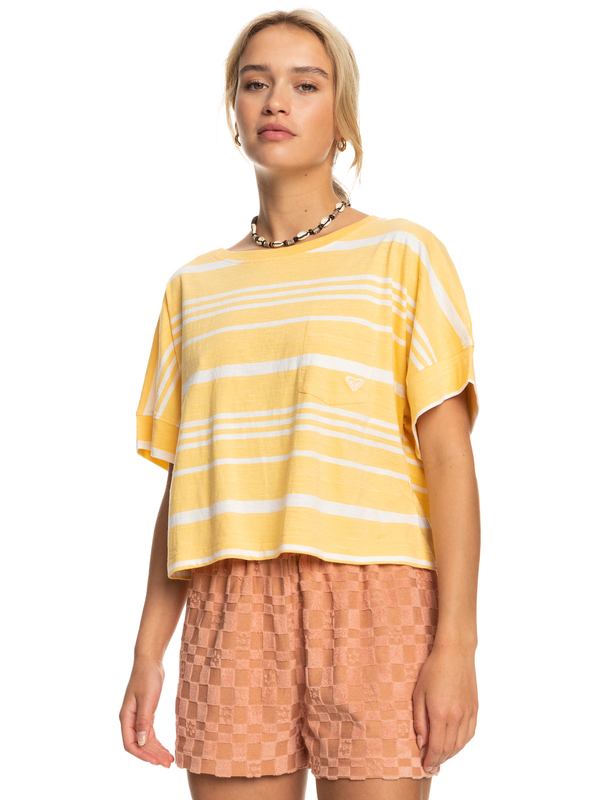 Roxy Stripy Sand T-shirt - Flax Seaview Stripe Horizontal