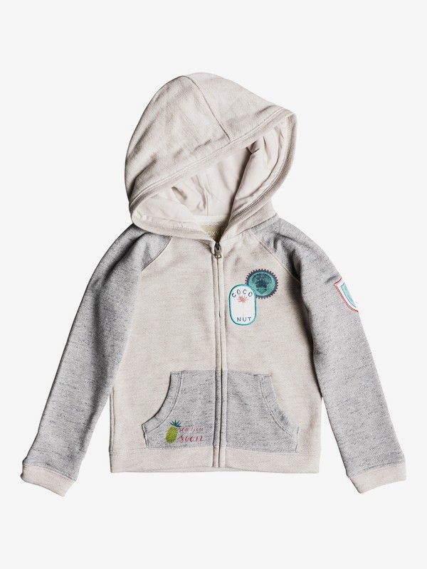 roxy, Feeling Better - Sudadera con Capucha y Cremallera para Chicas 2-7, METRO HEATHER (tenh) 0 Feeling Better - Sudadera con Capucha y Cremallera para Chicas 2-7 Beige ERLFT03131 Roxy