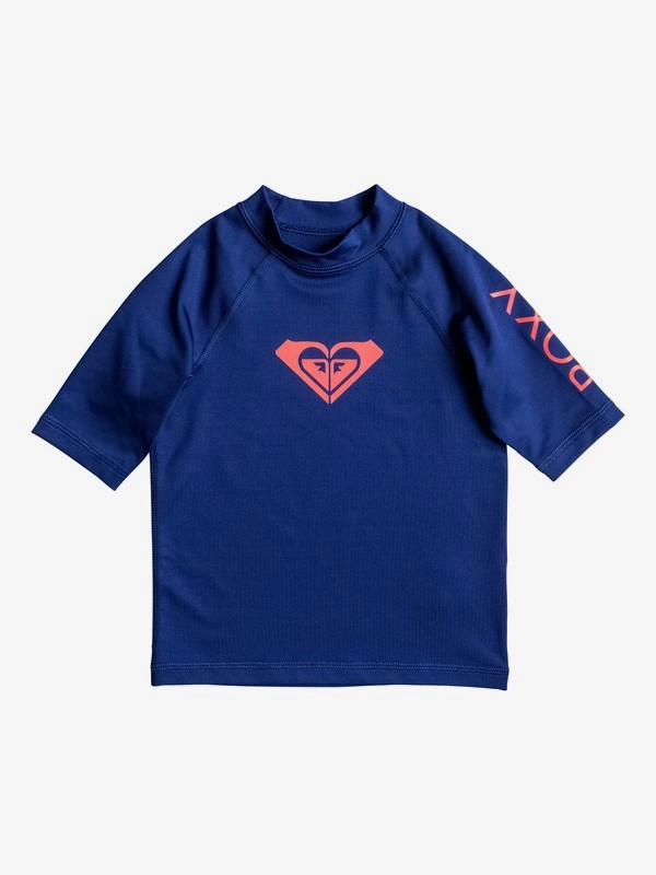 roxy, Girls 2-6 Whole Hearted Short Sleeve Rashguard, BLUE DEPTHS (bta0) 0 Girls 2-6 Whole Hearted Short Sleeve Rashguard Azul ERLWR03005 Roxy