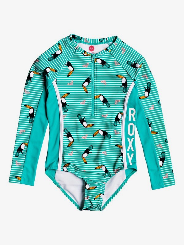roxy, ROXY Birds Long Sleeve Front Zip One-Piece Rashguard, BRIGHT WHITE S BIRDS (wbb7) 0 ROXY Birds Long Sleeve Front Zip One-Piece Rashguard White ERLWR03126 Roxy