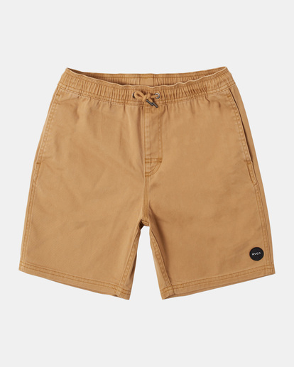 0 Boy's Escape Solid Elastic Walkshorts 17" Brown AVBWS00105 RVCA