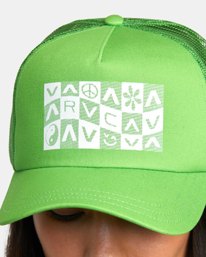 1 Checker Trucker Hat Green AVJHA00159 RVCA