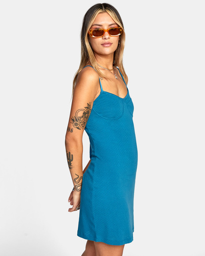 4 Just Friends Pointelle Midi Dress Blue AVJKD00135 RVCA