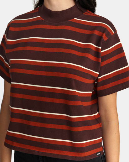 2 Kinney Mock Neck Tee Brown AVJKT00198 RVCA
