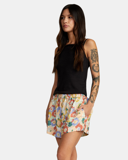 3 Linen Sawyer Elastic Waist Shorts Grey AVJNS00139 RVCA