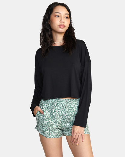 0 Sawyer Print Elastic Waist Shorts Green AVJNS00175 RVCA