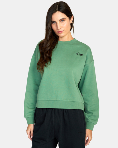 0 Script Crewneck Sweatshirt Green AVJSF00218 RVCA
