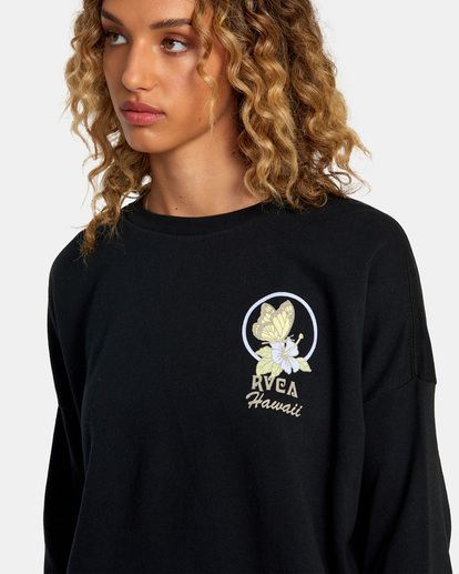 6 Hi Wish You Were Here Crewneck Sweatshirt Black AVJSF00240 RVCA
