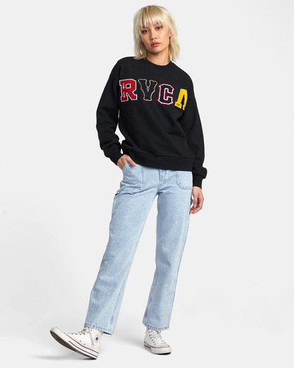 3 RVCA Letterman Sweatshirt Black AVJSF00250 RVCA