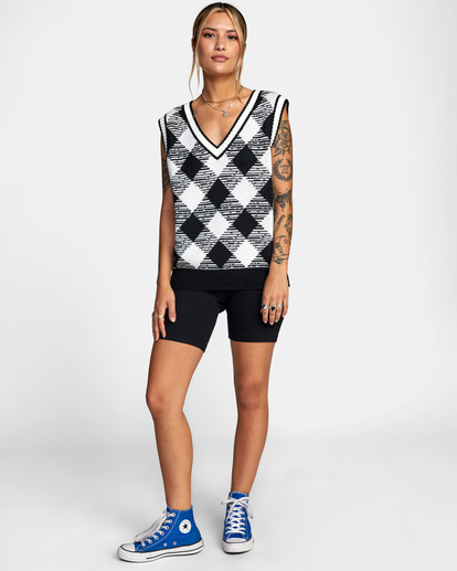 3 Forget Me Not Oversized Sweater Vest Black AVJSW00135 RVCA