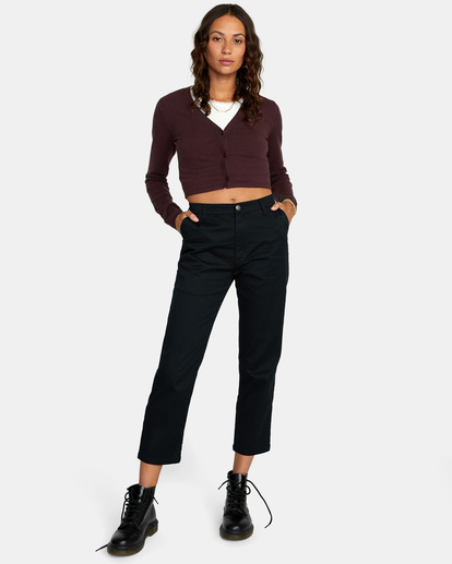 3 School Dance Cropped Cardigan Sweater Brown AVJSW00158 RVCA