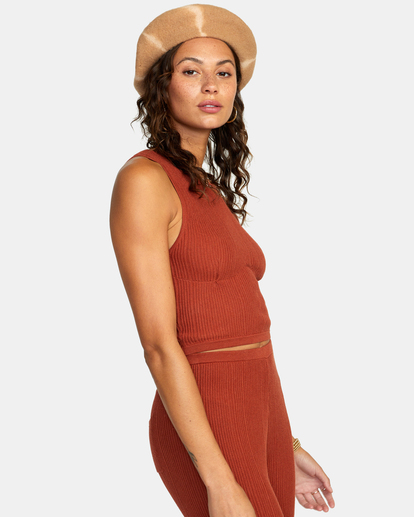 5 Swerve Cropped Tank Top Brown AVJTO00135 RVCA