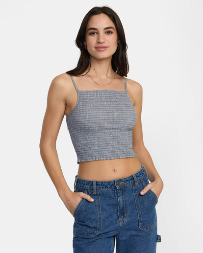 0 Houndstooth Revival Cropped Tank Top Blue AVJWT00173 RVCA