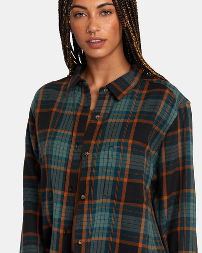 2 Mable Flannel Long Sleeve Shirt Black AVJWT00216 RVCA
