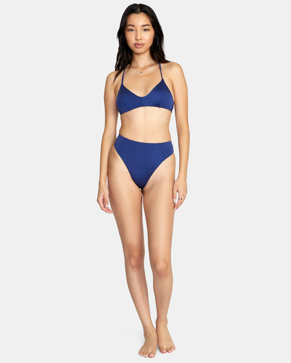 3 Solid Shimmer Crossback Bikini Top Blue AVJX300332 RVCA