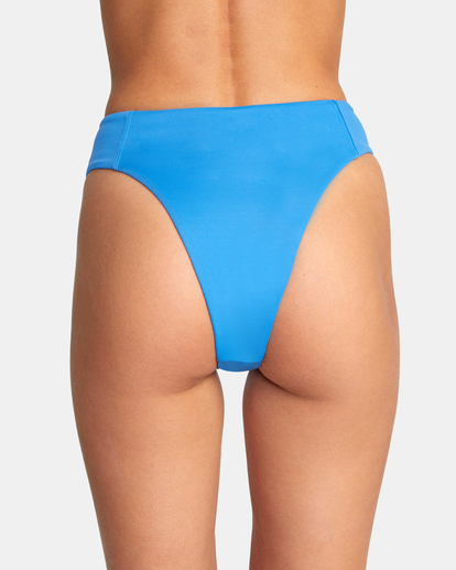 7 Solid High Rise Cheeky Bikini Bottoms Blue AVJX400268 RVCA