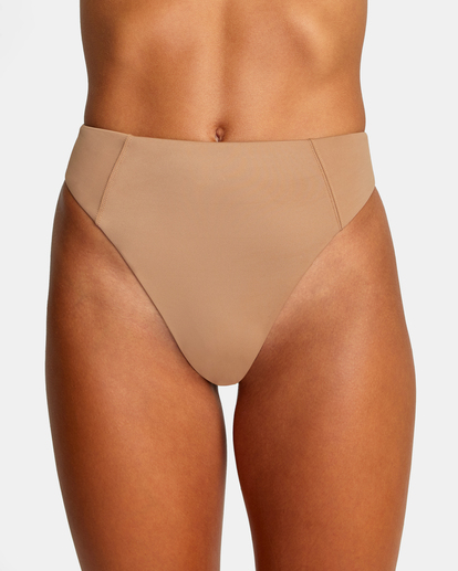 2 Solid High Rise Cheeky Bikini Bottoms White AVJX400268 RVCA