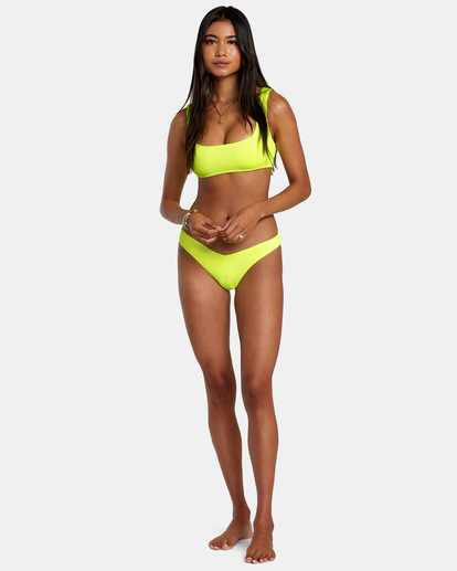 3 Grooves Texture High Leg Bikini Bottoms Yellow AVJX400375 RVCA