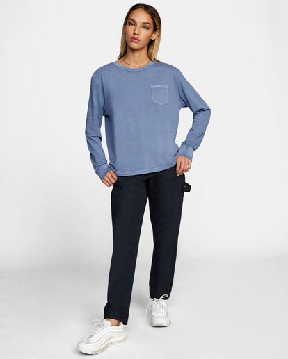 3 Stolen Long Sleeve Tee Blue AVJZT00342 RVCA