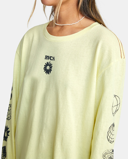 2 Pet Cactus Long Sleeve Tee Yellow AVJZT00402 RVCA