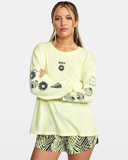 0 Pet Cactus Long Sleeve Tee Yellow AVJZT00402 RVCA