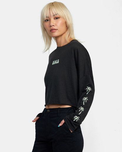 4 Palms Long Sleeve Tee Black AVJZT00463 RVCA