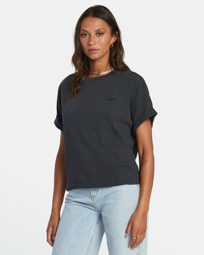 4 Ptc Roll It Embroidered Tee Black AVJZT00478 RVCA