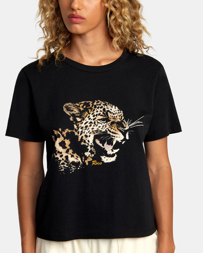 2 Big Cat Boxy Tee Black AVJZT00538 RVCA