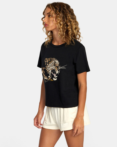 4 Big Cat Boxy Tee Black AVJZT00538 RVCA