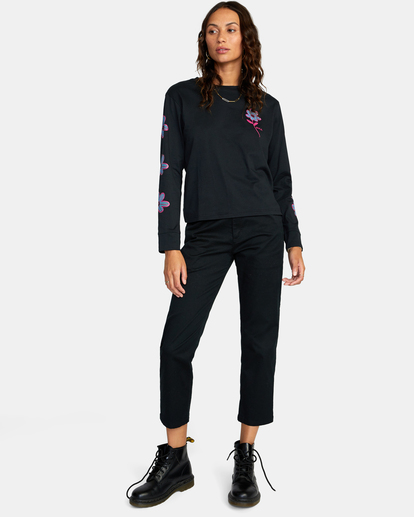 3 Happy Daisy Long Sleeve T-Shirt Black AVJZT00556 RVCA