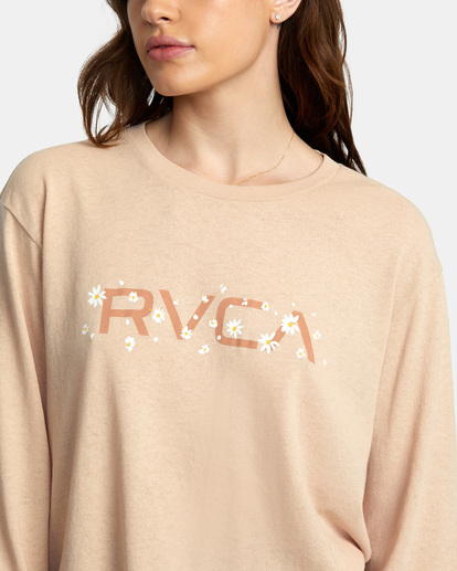 2 Big RVCA Daisy Long Sleeve T-Shirt Beige AVJZT00651 RVCA
