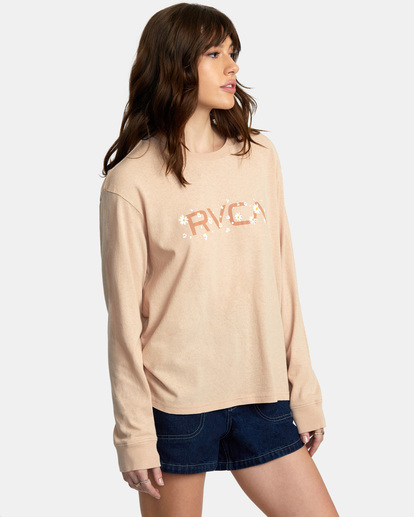 5 Big RVCA Daisy Long Sleeve T-Shirt Beige AVJZT00651 RVCA