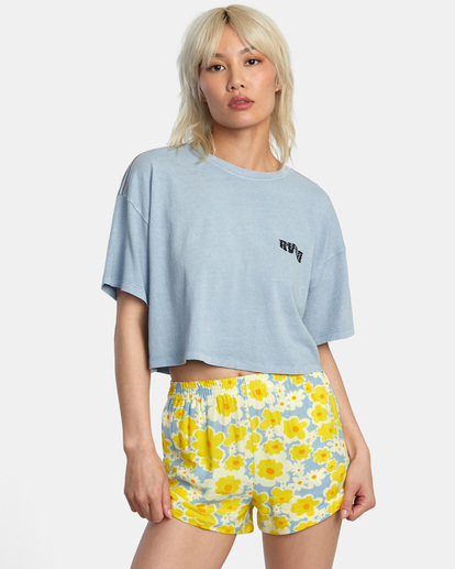 0 Hookah Snail Boyfriend Crop T-Shirt Blue AVJZT00662 RVCA