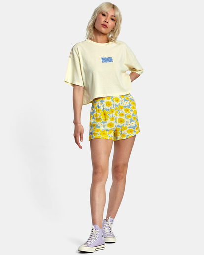 3 Good Times Boyfriend Crop T-Shirt Yellow AVJZT00686 RVCA
