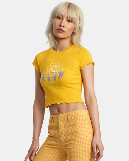 4 Sun Worship Classmate T-Shirt Yellow AVJZT00693 RVCA