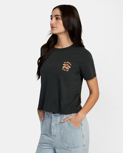 4 Hibiscus Hawaii Tee Black AVJZT00696 RVCA