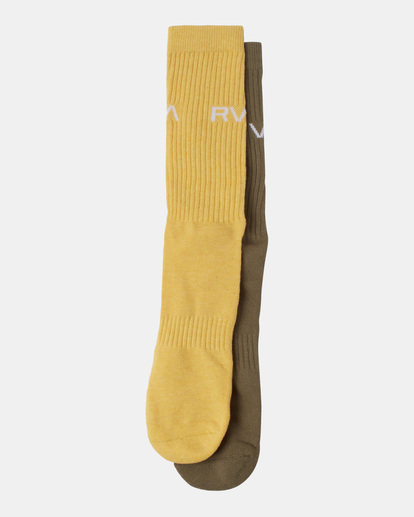 1 2 Pack Basic Logo Crew Socks Green AVYAA00181 RVCA