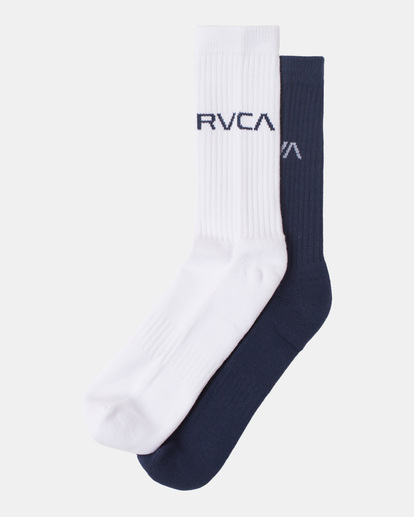 0 2 Pack Basic Logo Crew Socks Blue AVYAA00181 RVCA
