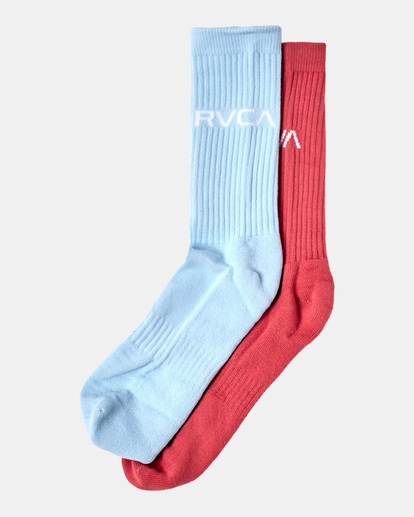 0 2 Pack Basic Logo Crew Socks Pink AVYAA00181 RVCA
