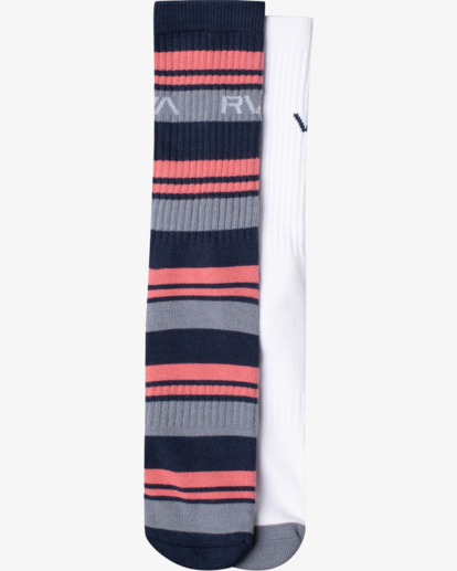 5 2 Pack RVCA Striped Crew Socks Blue AVYAA00183 RVCA