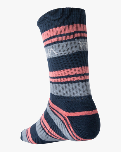1 2 Pack RVCA Striped Crew Socks Blue AVYAA00183 RVCA