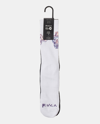 2 2-Pack RVCA Dmote ANP Crew Socks White AVYAA00250 RVCA