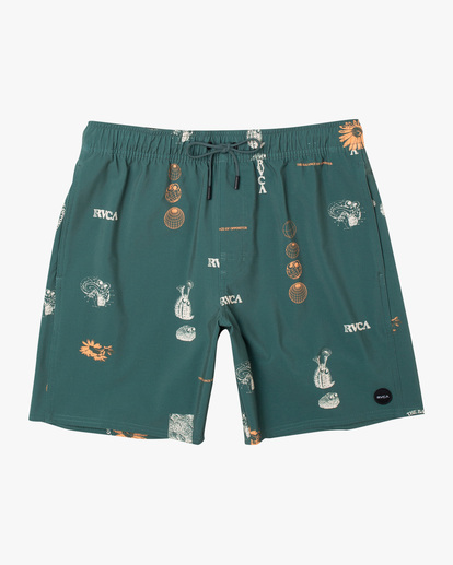 0 VA Pigment Elastic Waist Boardshorts 17" Green AVYBS00204 RVCA