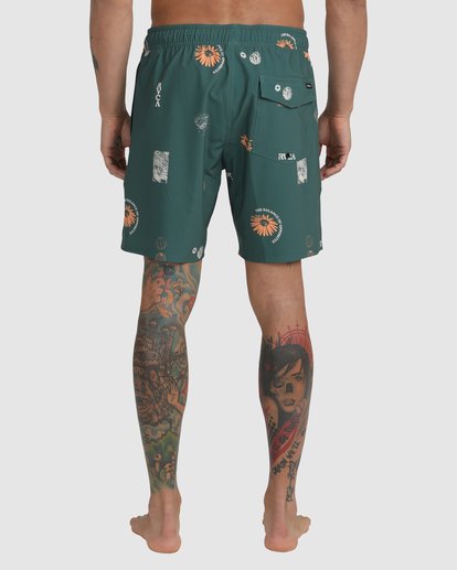 2 VA Pigment Elastic Waist Boardshorts 17" Green AVYBS00204 RVCA